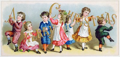 A Merry Christmas, Victorian Postcard by English School